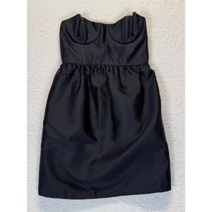 Jill‎ Stuart Black Silk Wool Blend Strapless Bustier Dress Size 6